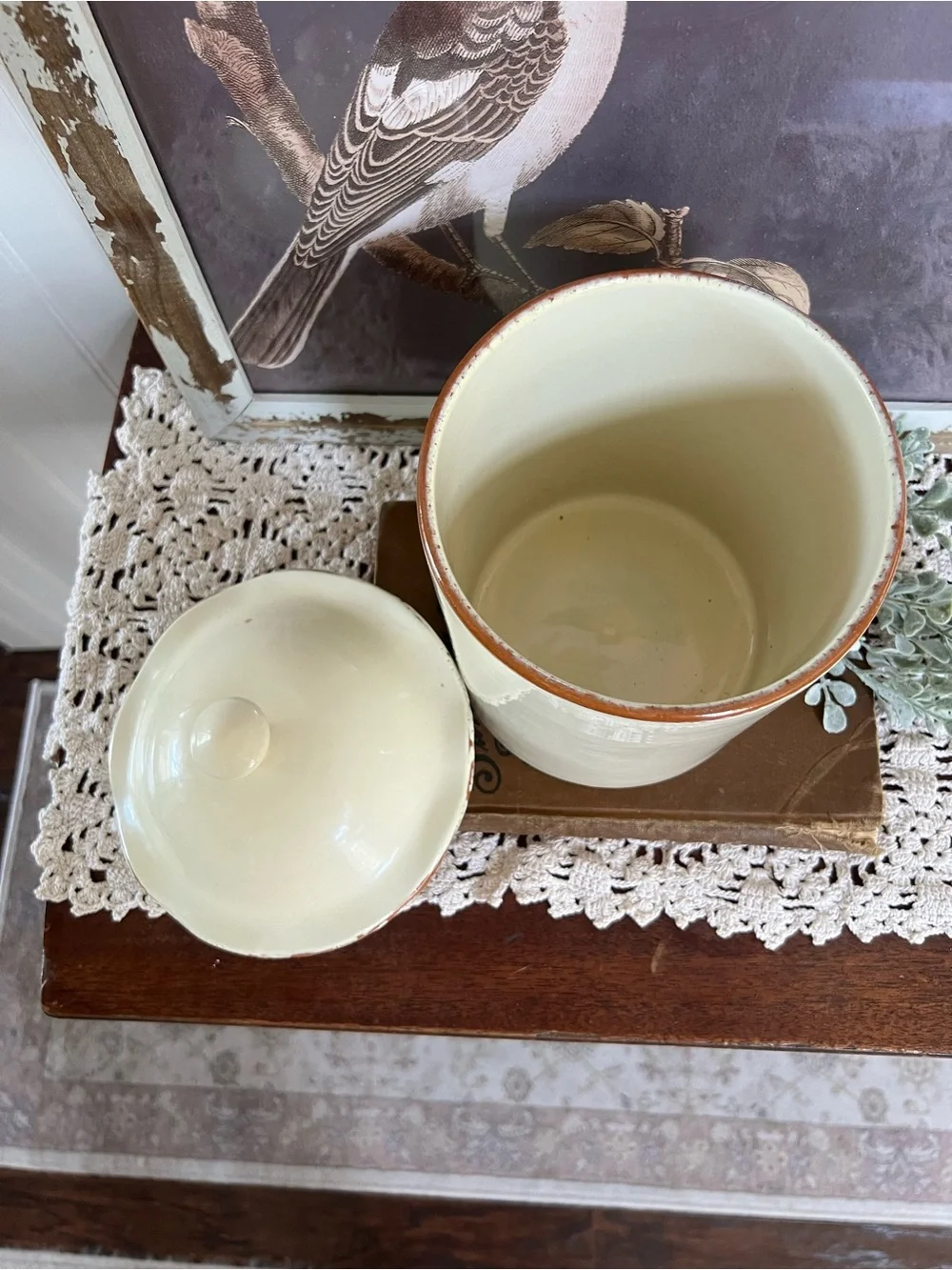 Vietri Cream Terracotta Glazed Canister with Lid